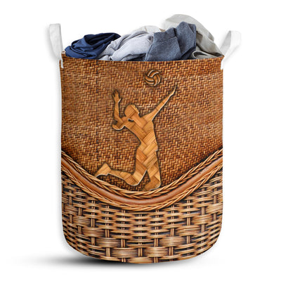 S: 17.72”x13.78” (45x35 cm) Volleyball Rattan Teaxture - Laundry Basket - Owls Matrix LTD