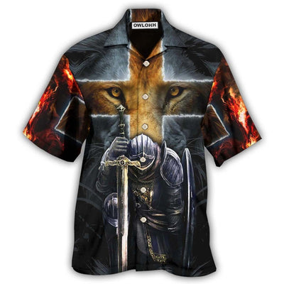 Hawaiian Shirt / Adults / S Warrior Of Christ Lion Cross - Hawaiian Shirt - Owls Matrix LTD