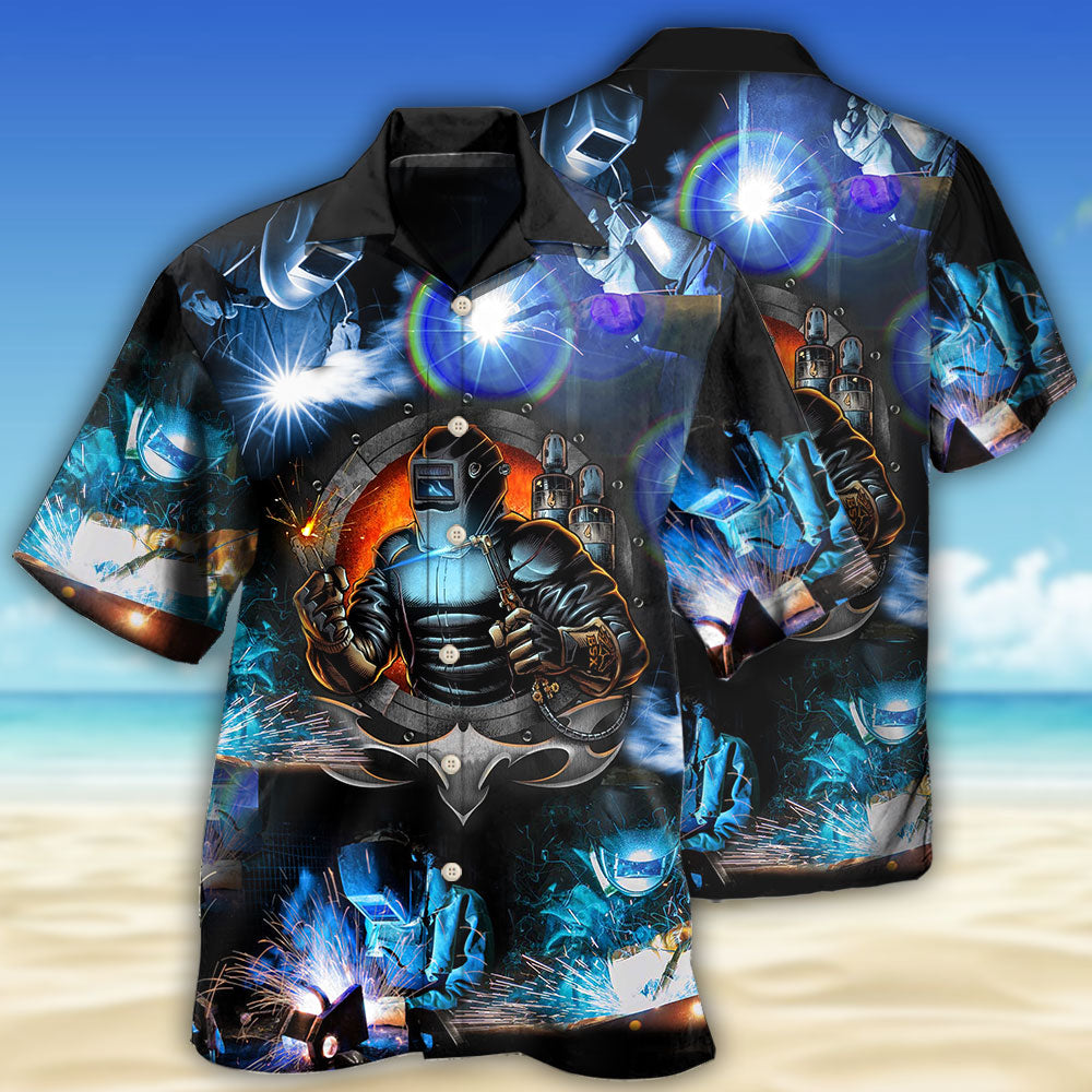 Welder Stunning Night With Blue Style - Hawaiian Shirt - Owls Matrix LTD
