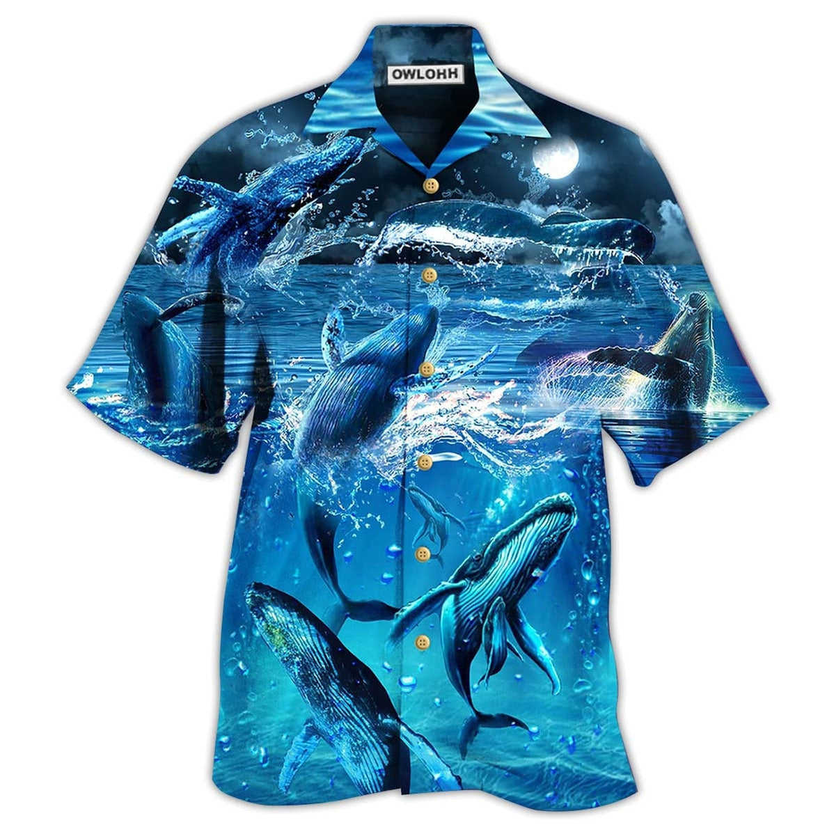 Hawaiian Shirt / Adults / S Whale Love Ocean Blue - Hawaiian Shirt - Owls Matrix LTD