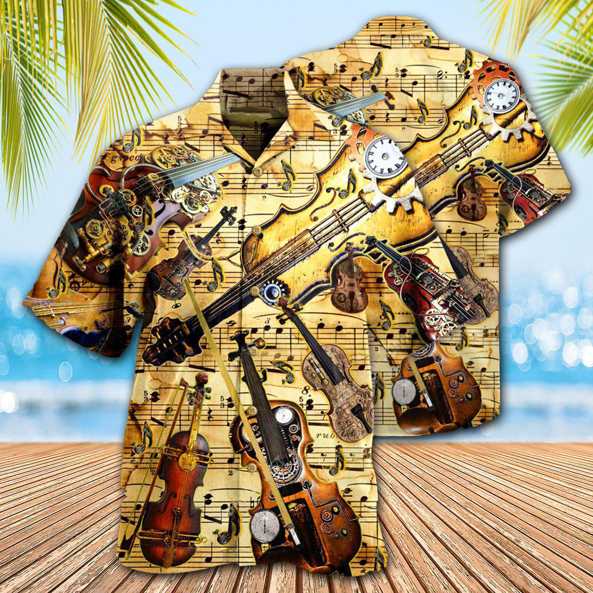 Violin Music Violin Speaks - Hawaiian Shirt - Owls Matrix LTD
