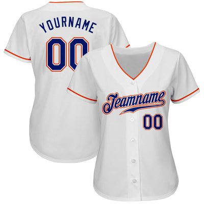 Custom White Royal-Orange Authentic Baseball Jersey - Owls Matrix LTD