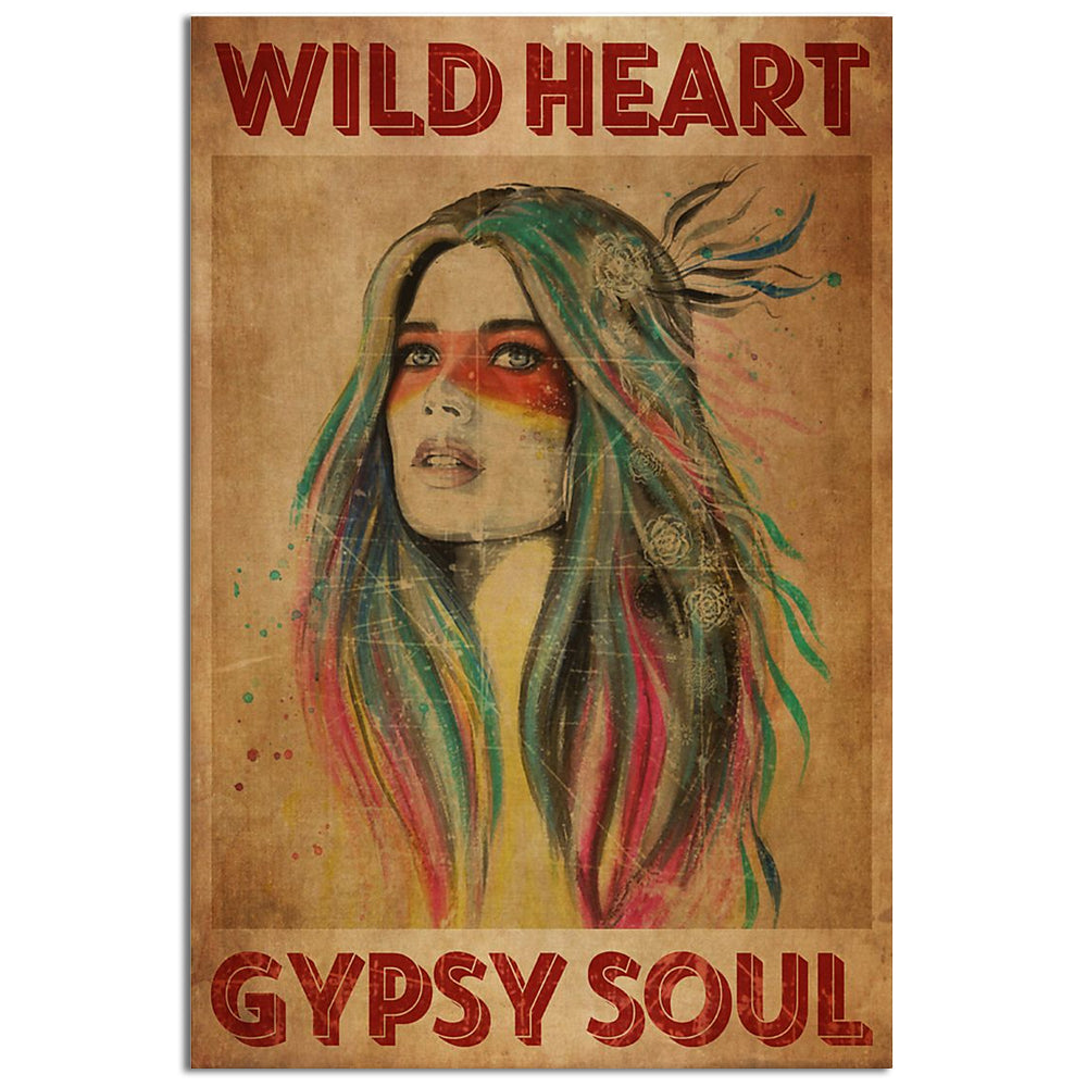 12x18 Inch Native Girl Wild Heart Gypsy Soul - Vertical Poster - Owls Matrix LTD