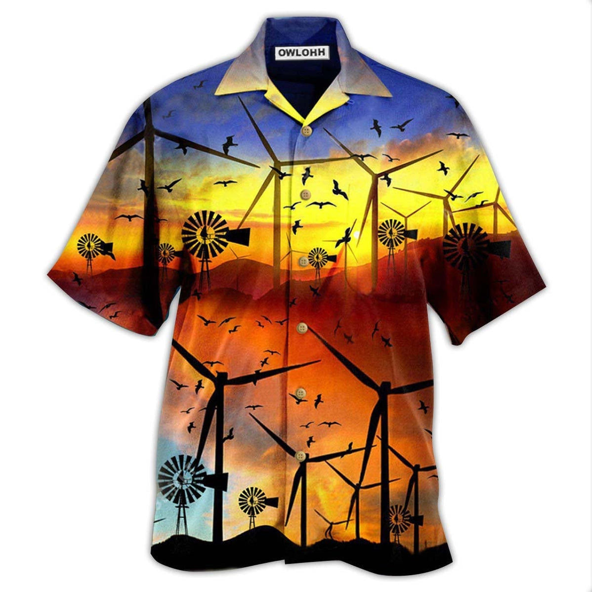 Hawaiian Shirt / Adults / S Wind Turbine A Green Planet Is A Clean Planet - Hawaiian Shirt - Owls Matrix LTD