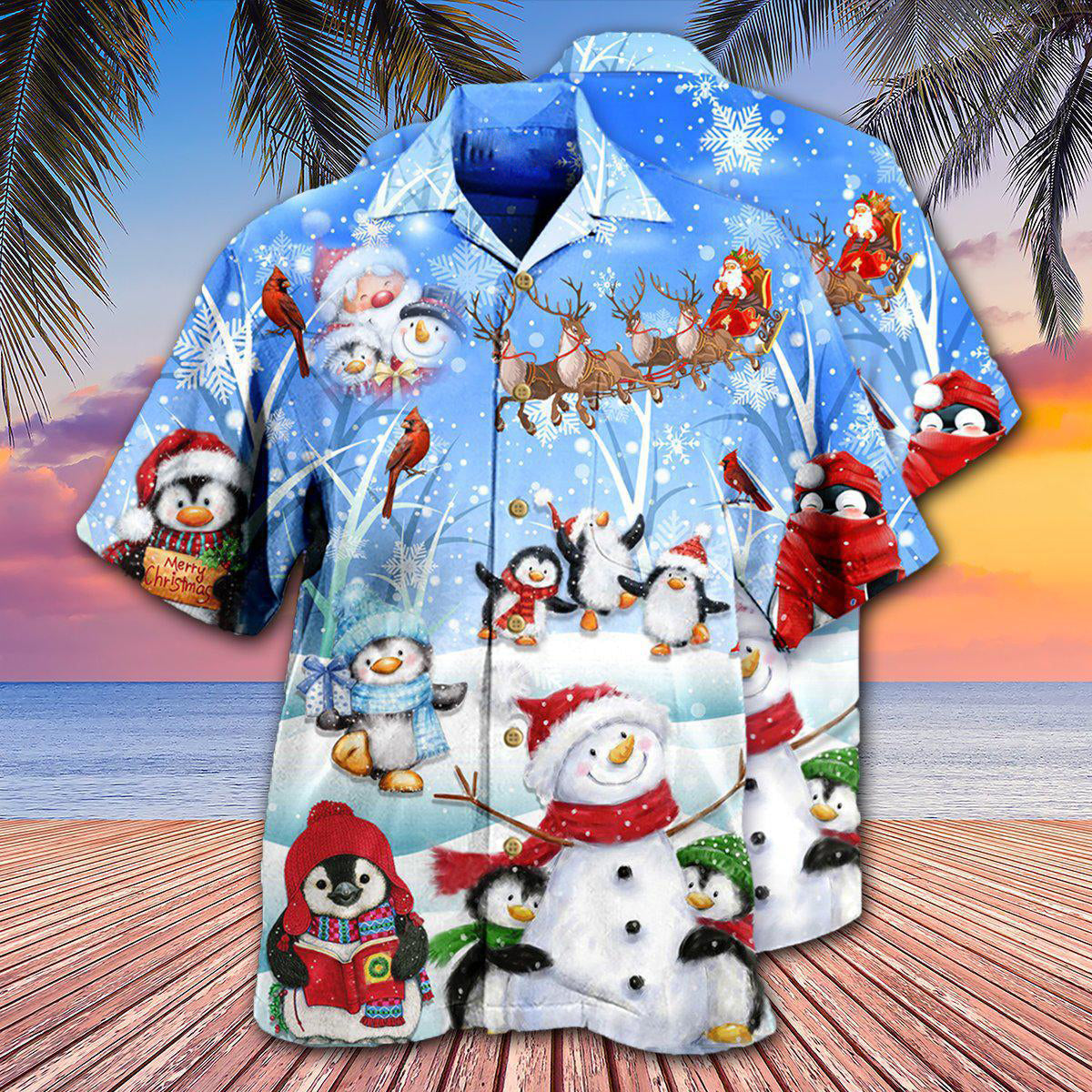 Snowman Wishing You A Little Cuteness - Hawaiian Shirt - Owls Matrix LTD
