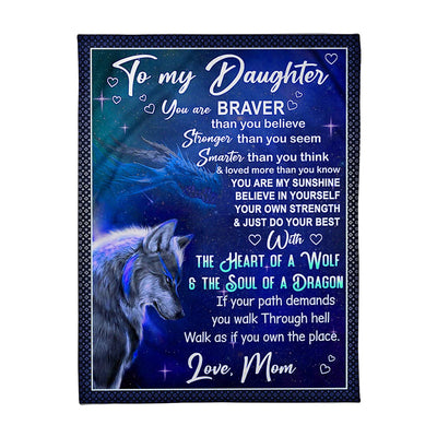 50" x 60" Wolf Believe In Yourself Great Gift For Daughter - Flannel Blanket - Owls Matrix LTD