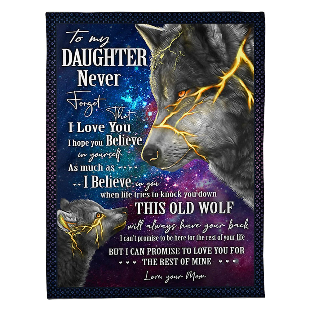 50" x 60" Wolf Believe In Yourself I Love You - Flannel Blanket - Owls Matrix LTD