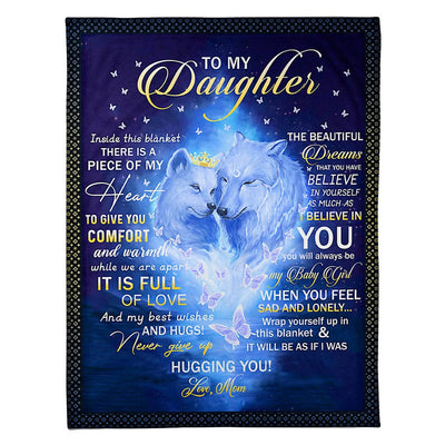 50" x 60" Wolf Inside This Flannel Blanket There Is Piece Mom To Daughter - Flannel Blanket - Owls Matrix LTD