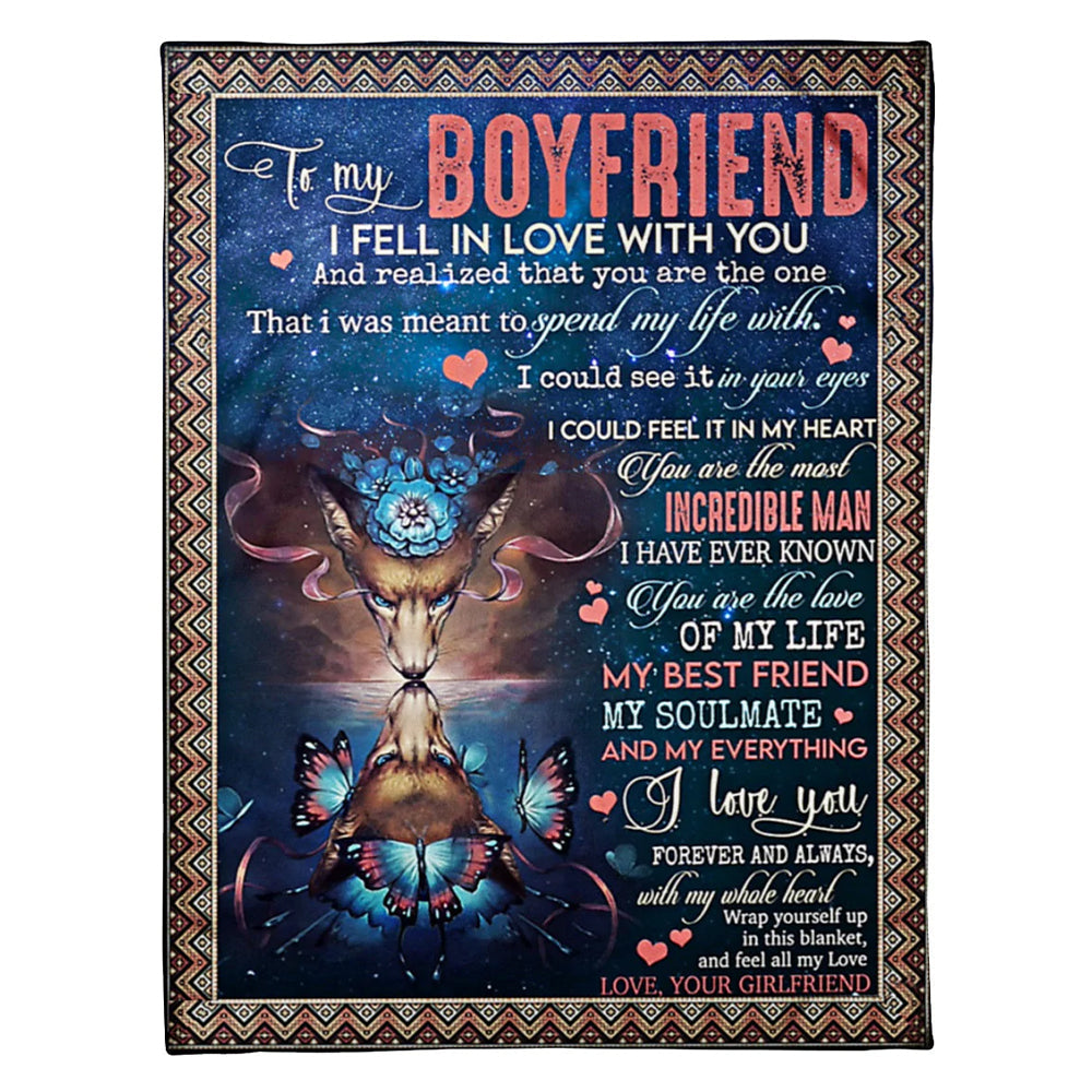 50" x 60" Wolf To My Boyfriend I Feel In Love With You - Flannel Blanket - Owls Matrix LTD