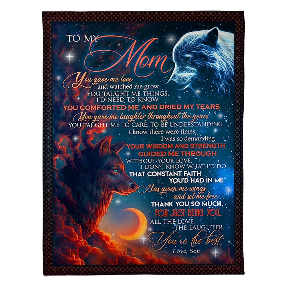 50" x 60" Wolf To My Mom - Special Flannel Blanket For Mom - Flannel Blanket - Owls Matrix LTD