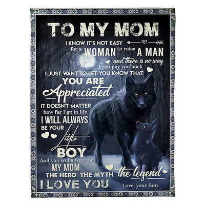 50" x 60" Wolf To My Mom Wolf You Are Appreciated - Flannel Blanket - Owls Matrix LTD