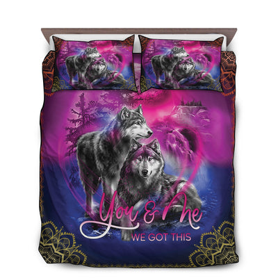 US / Twin (68" x 86") Wolf Couple You And Me We Got This - Bedding Cover - Owls Matrix LTD