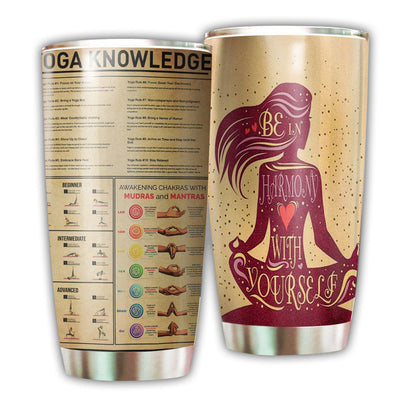 20OZ Yoga Knowledge Be In Harmony - Tumbler - Owls Matrix LTD