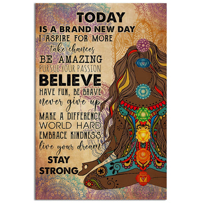 12x18 Inch Yoga Today Is A Brand New Day - Vertical Poster - Owls Matrix LTD