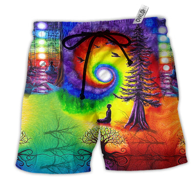 Beach Short / Adults / S Yoga Meditation Is Being In Tune With Your Inner Universe Color - Beach Short - Owls Matrix LTD