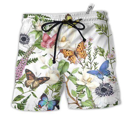 Beach Short / Adults / S Butterfly Floral Beautiful - Beach Short - Owls Matrix LTD