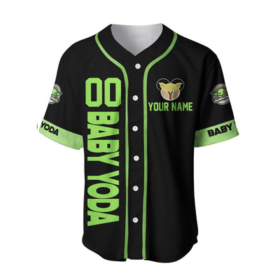 Baby Yoda Black Green Disney Personalized Unisex Cartoon Custom Baseball Jersey