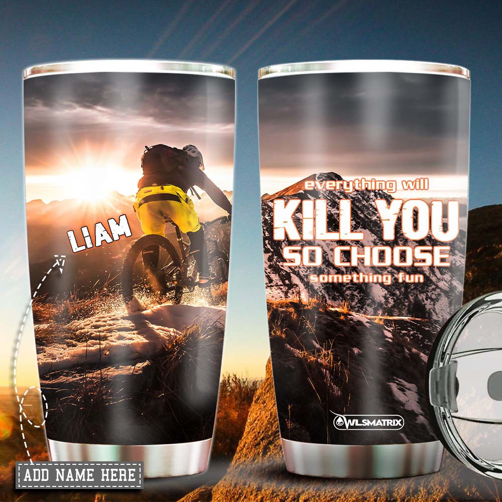 Bike Mountain Biking Something Fun Personalized - Tumbler - Owls Matrix LTD