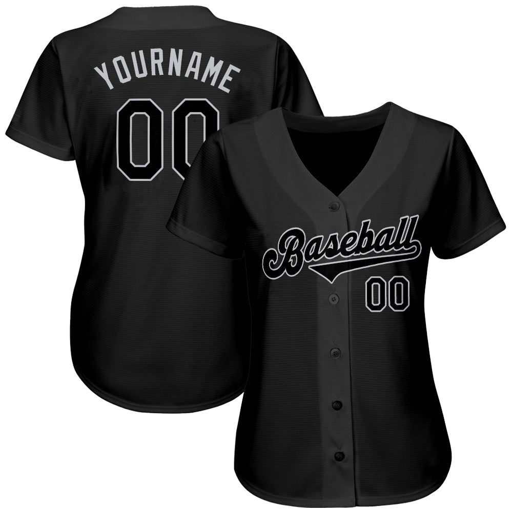 Custom Black Black-Gray Authentic Baseball Jersey - Owls Matrix LTD