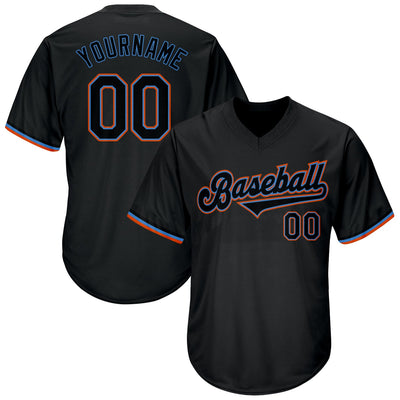 Custom Black Black-Powder Blue Authentic Throwback Rib-Knit Baseball Jersey Shirt - Owls Matrix LTD