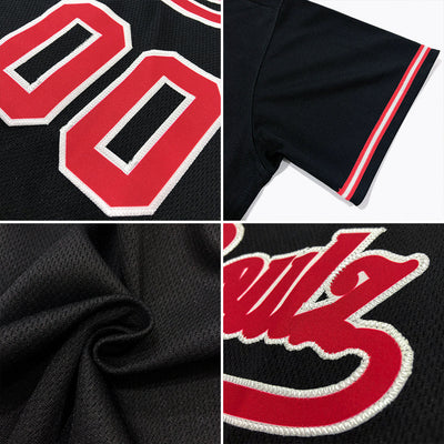 Custom Black Red-Gray Authentic American Flag Fashion Baseball Jersey - Owls Matrix LTD