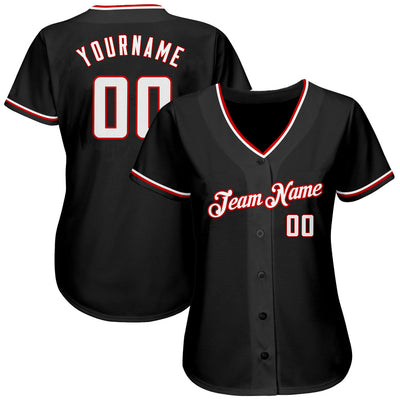Custom Black White-Red Authentic Baseball Jersey - Owls Matrix LTD