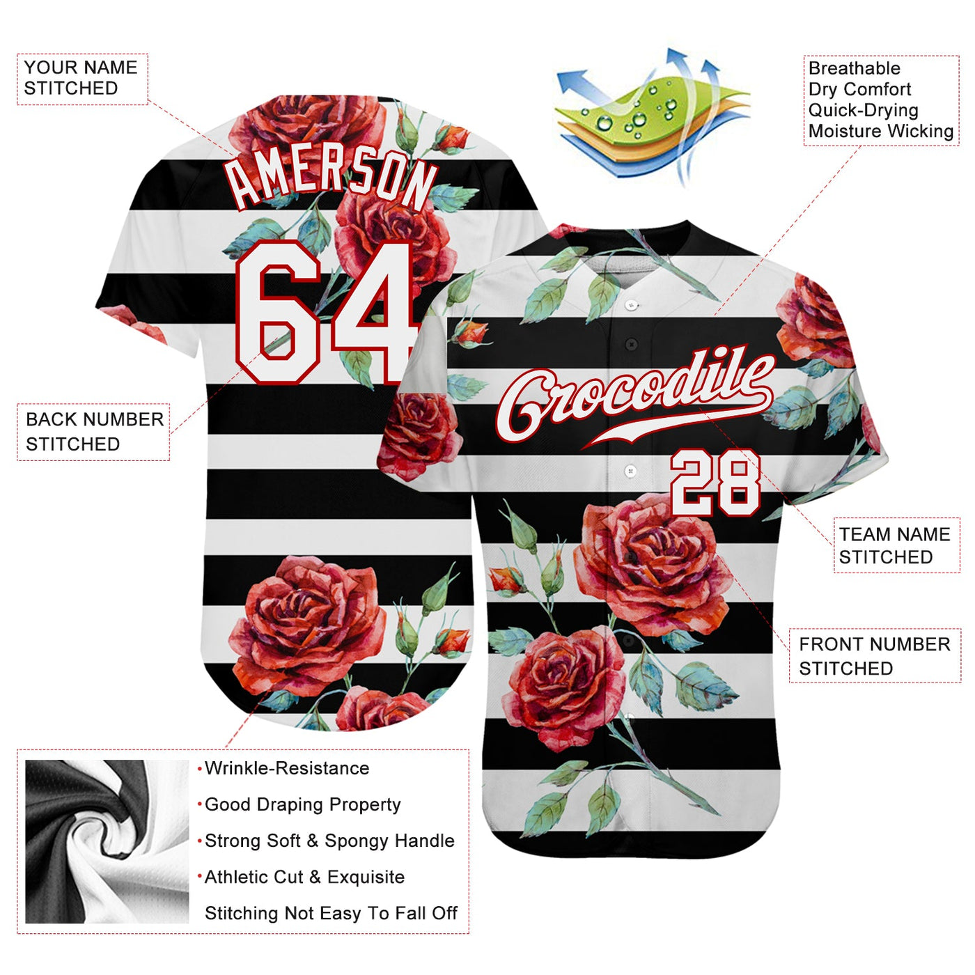 Custom Black White-Red 3D Pattern Design Mandalas Authentic Baseball Jersey - Owls Matrix LTD