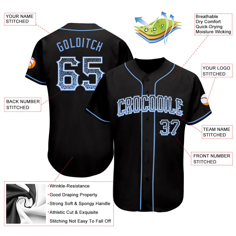 Custom Black Light Blue-White Authentic Drift Fashion Baseball Jersey - Owls Matrix LTD