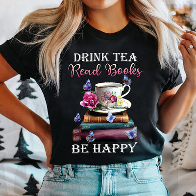 Book Drink Tea Read Books Be Happy BGRZ1204003Y Dark Classic T Shirt