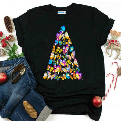 Butterfly Christmas Tree QUAZ0811005Z Dark Classic T Shirt