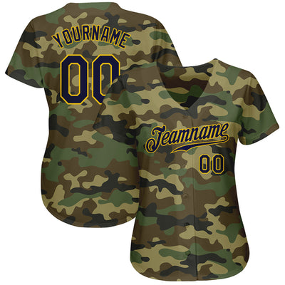 Custom Camo Navy-Gold Authentic Salute To Service Baseball Jersey - Owls Matrix LTD