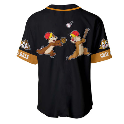 Chip &amp; Dale Chipmunk Black Disney Personalized Unisex Cartoon Custom Baseball Jersey