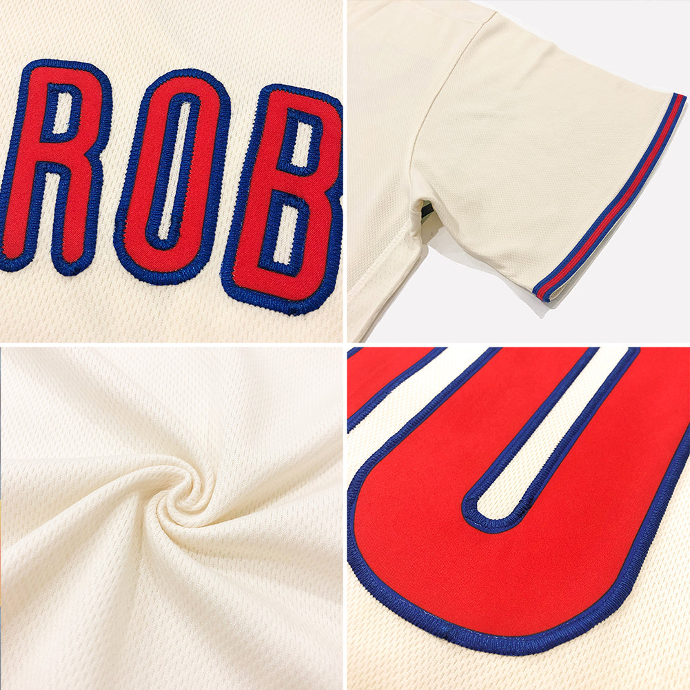 Custom Cream Red-Royal Authentic Throwback Rib-Knit Baseball Jersey Shirt - Owls Matrix LTD