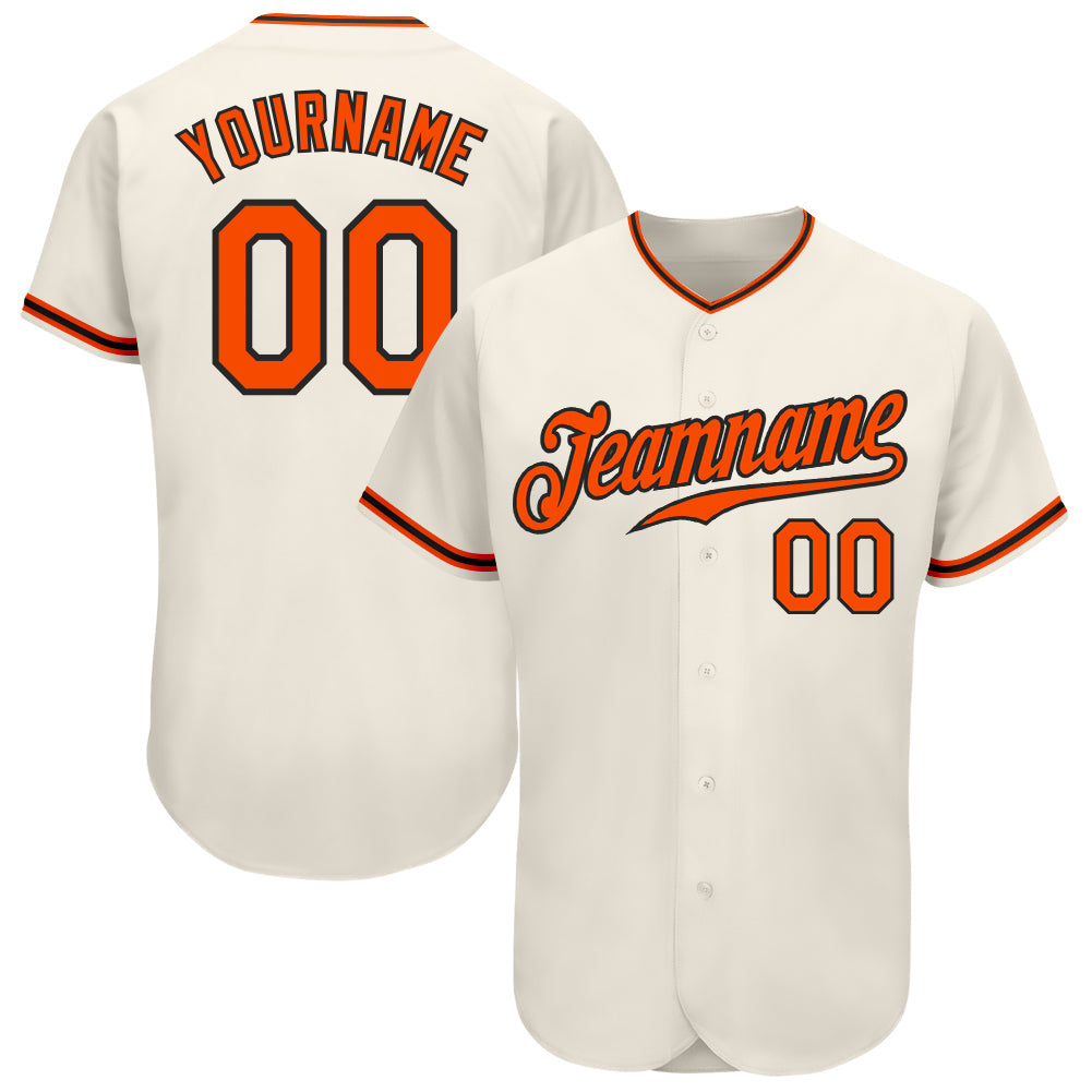 Custom Cream Orange-Black Authentic Baseball Jersey - Owls Matrix LTD