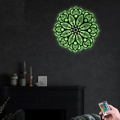 Mandala Love Flower - Led Light Metal - Owls Matrix LTD