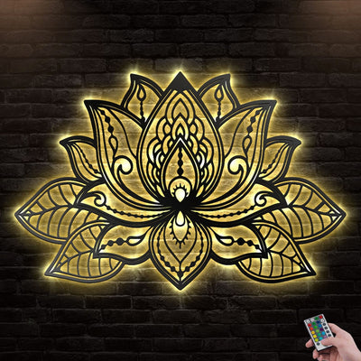12*12 Inch (30*30cm) Mandala Lotus Flower - Led Light Metal - Owls Matrix LTD