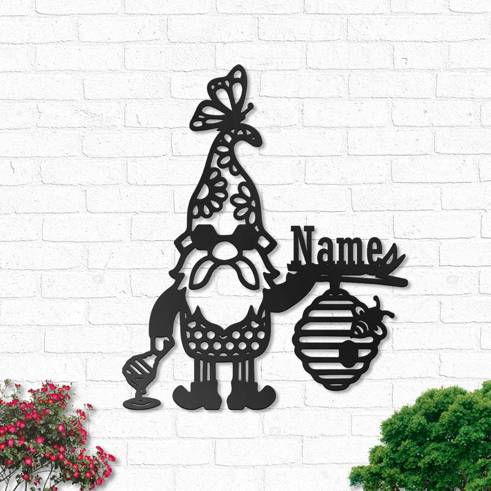 Bee Gnome Honey Personalized - Led Light Metal - Owls Matrix LTD