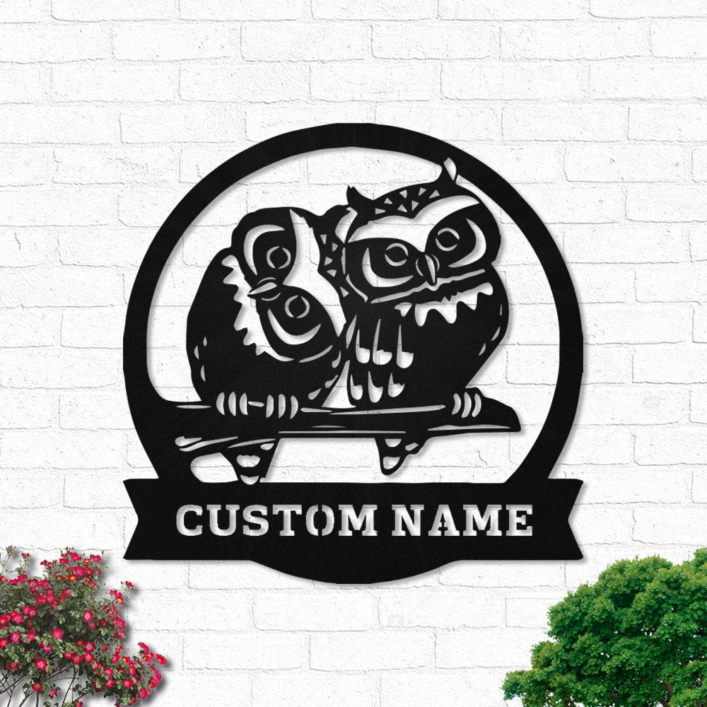 Cute Owl Couple Personalized - Led Light Metal - Owls Matrix LTD