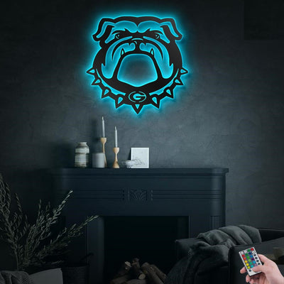 Georgia Bulldog Pets Decoration For Room - Led Light Metal - Owls Matrix LTD