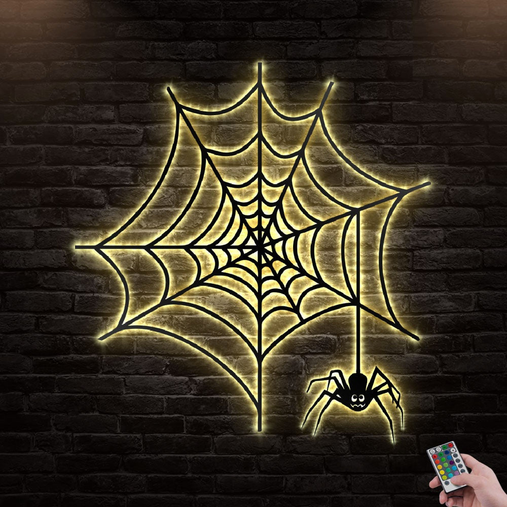 12"x12" Halloween Creepy Spider - Led Light Metal - Owls Matrix LTD