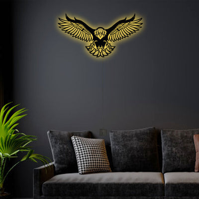 12"x12" Eagle Fly Freely In The Sky - Led Light Metal - Owls Matrix LTD