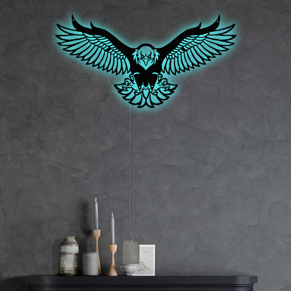Eagle Fly Freely In The Sky - Led Light Metal - Owls Matrix LTD