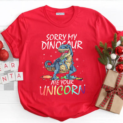 Dinosaur Unicorn Christmas QUAZ0211029Z Dark Classic T Shirt