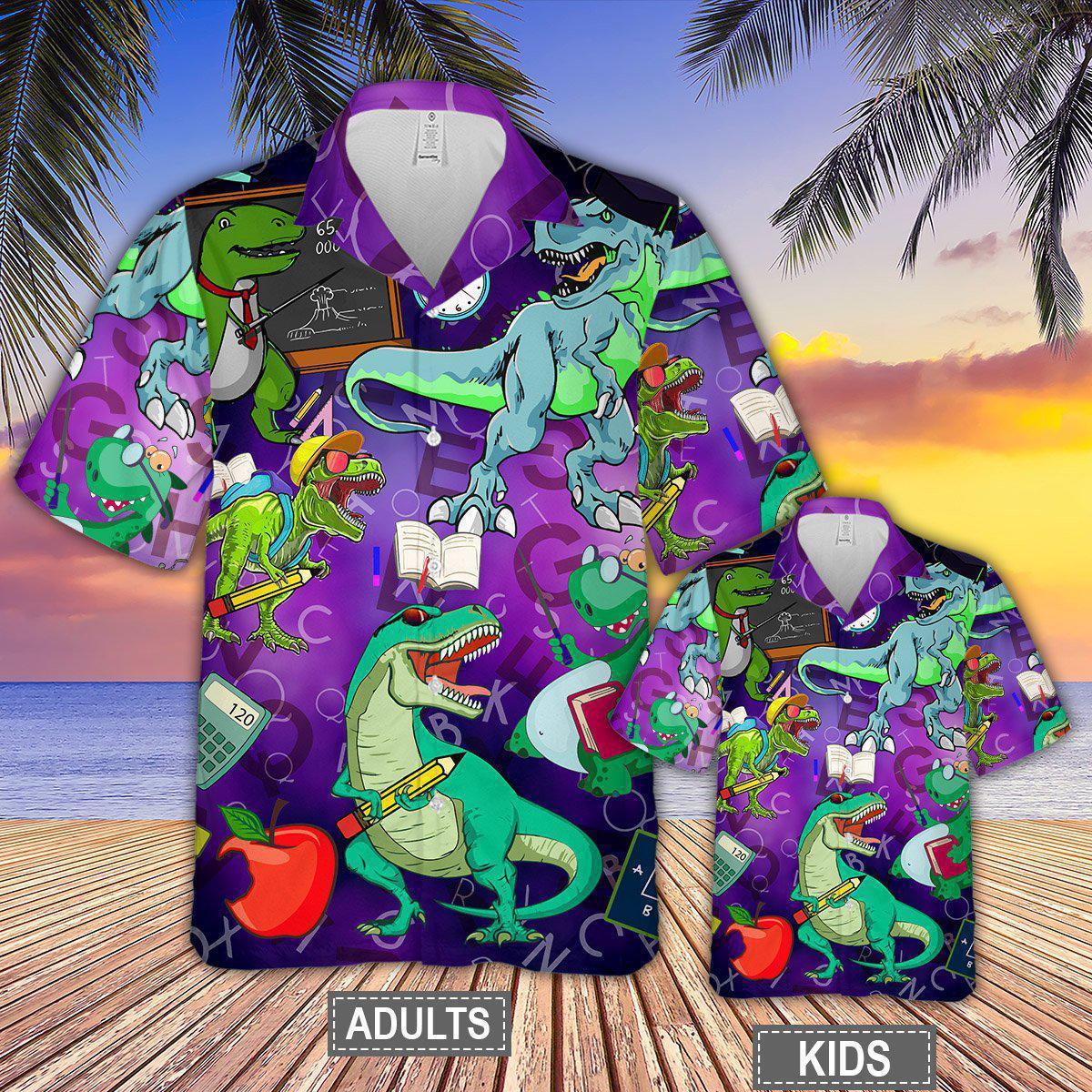 Dinosaur Funny Summer - Hawaiian Shirt - Owls Matrix LTD