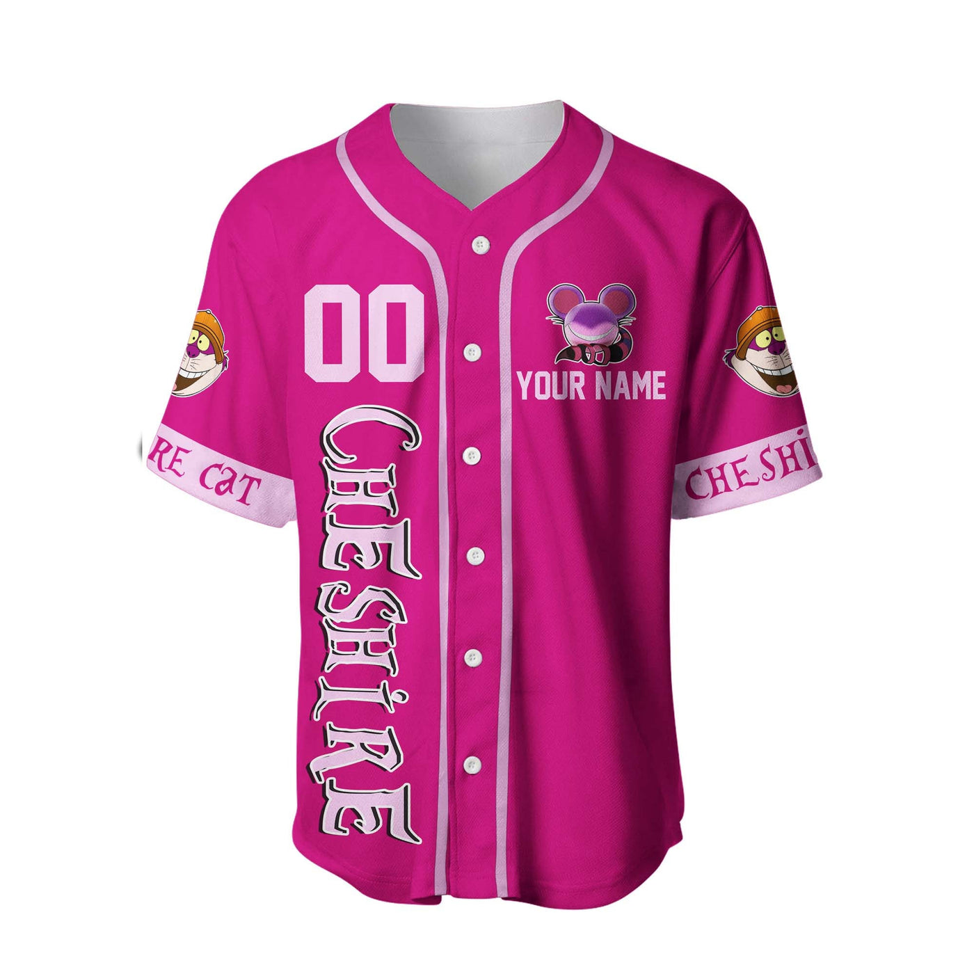 Disney Cheshire Cat Custom name Disney Personalized Unisex Cartoon Custom Baseball Jersey