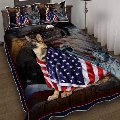 German Shepherd America Dog Love America In Life - Quilt Set - Owls Matrix LTD