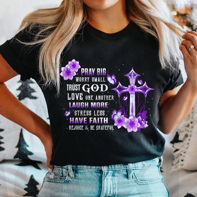 Faith Pray Big Trust God Purple Cross HALZ1711020Z Dark Classic T Shirt
