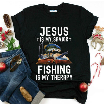 Fishing Girl Jesus Therapy TTAZ1611013Z Dark Classic T Shirt
