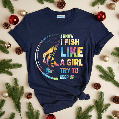 Fishing Girl Try To Keep Up TTAZ1511001Z Dark Classic T Shirt