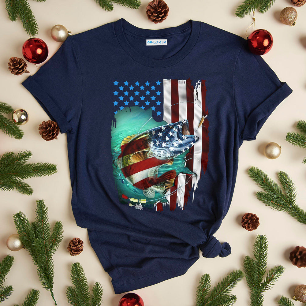 Fishing Man America Flag QUAZ1511013Z Dark Classic T Shirt